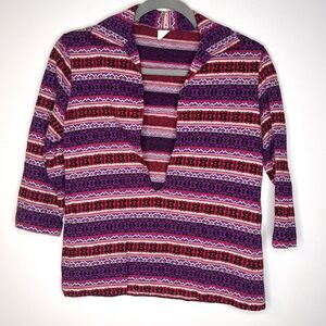 Beeline Fashions Vintage Purple Pink Collar Geo Striped Shirt size medium